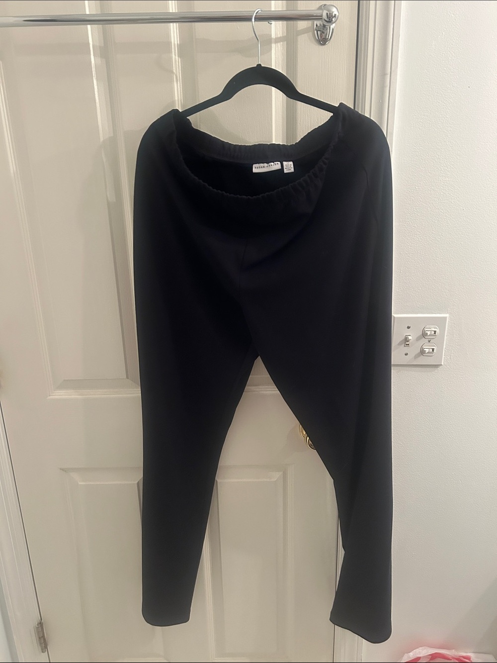 Susan Graver Black Pull-On Knit Trousers large tall